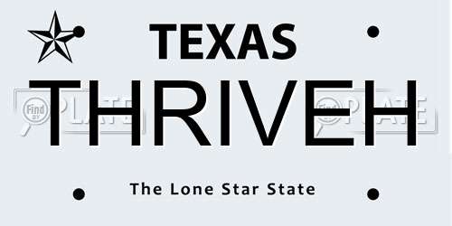 THRIVEH Texas License Plate