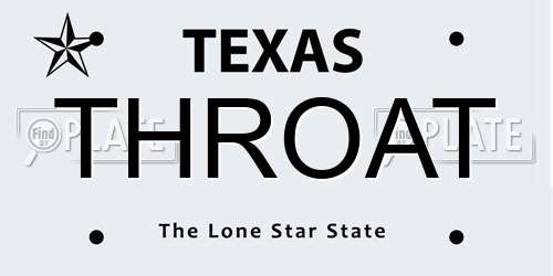 THROAT Texas License Plate