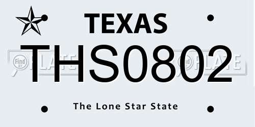 THS0802 Texas License Plate