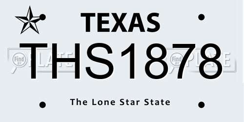 THS1878 Texas License Plate