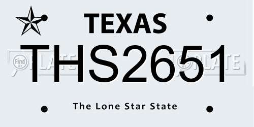 THS2651 Texas License Plate