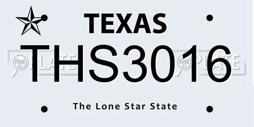 THS3016 Texas License Plate