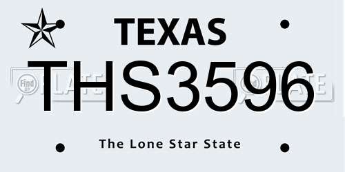THS3596 Texas License Plate