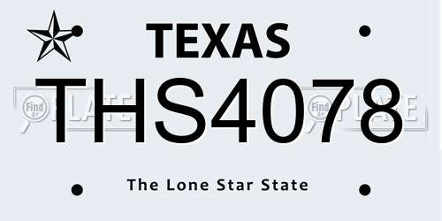 THS4078 Texas License Plate