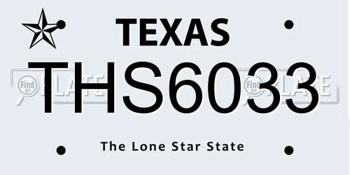 THS6033 Texas License Plate