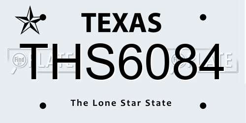 THS6084 Texas License Plate