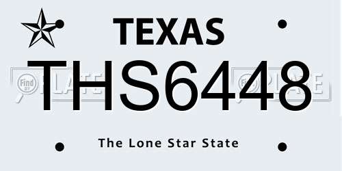 THS6448 Texas License Plate