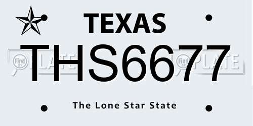 THS6677 Texas License Plate