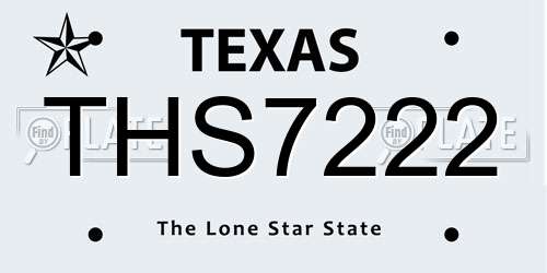 THS7222 Texas License Plate