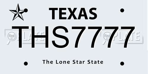 THS7777 Texas License Plate