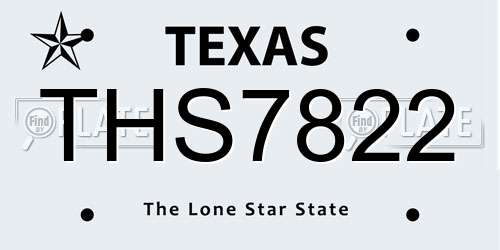 THS7822 Texas License Plate