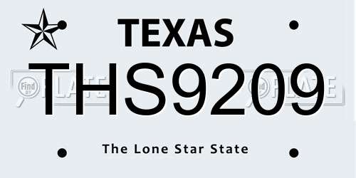 THS9209 Texas License Plate