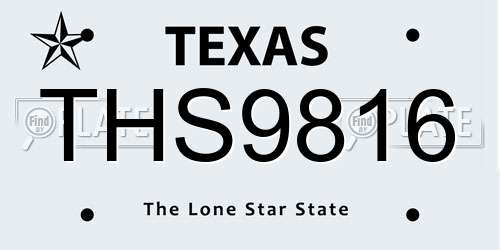 THS9816 Texas License Plate