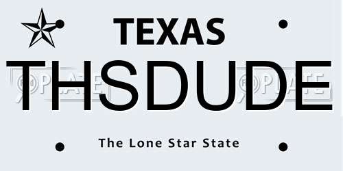 THSDUDE Texas License Plate