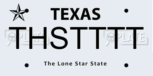 THSTTTT Texas License Plate