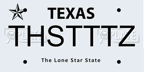 THSTTTZ Texas License Plate