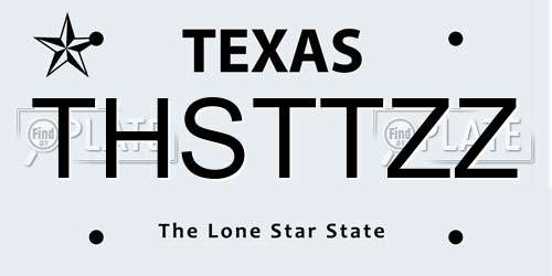 THSTTZZ Texas License Plate