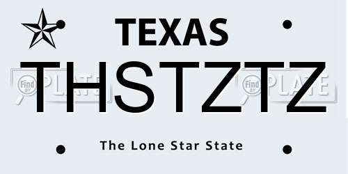 THSTZTZ Texas License Plate