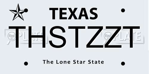 THSTZZT Texas License Plate