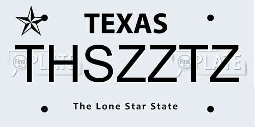 THSZZTZ Texas License Plate