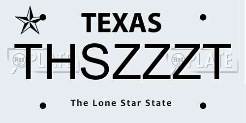 THSZZZT Texas License Plate