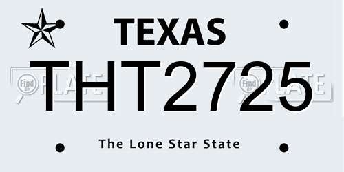 THT2725 Texas License Plate