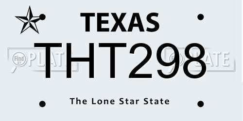THT298 Texas License Plate