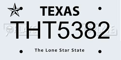 THT5382 Texas License Plate