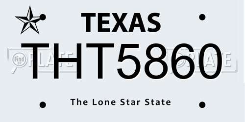 THT5860 Texas License Plate