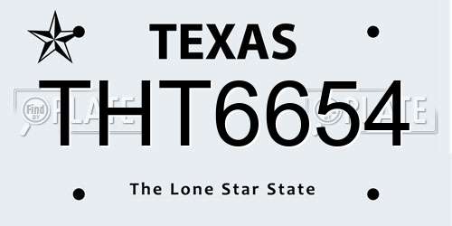 THT6654 Texas License Plate