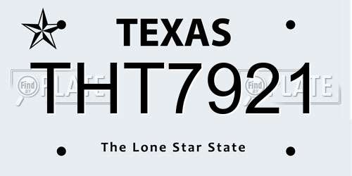 THT7921 Texas License Plate