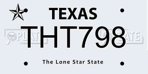 THT798 Texas License Plate