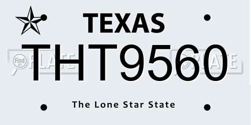 THT9560 Texas License Plate