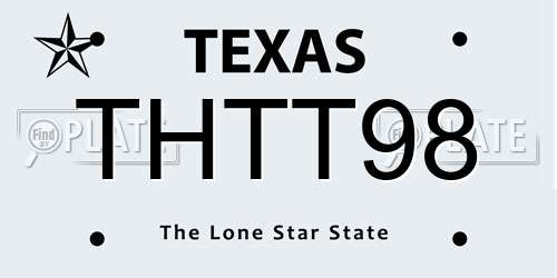 THTT98 Texas License Plate