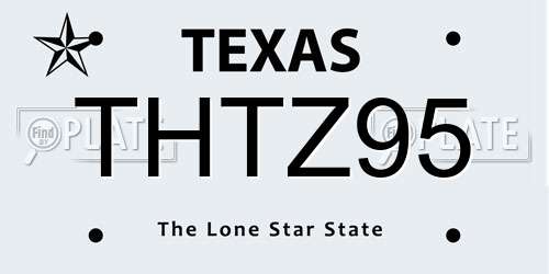 THTZ95 Texas License Plate