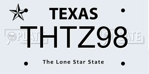 THTZ98 Texas License Plate