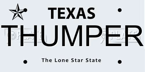 THUMPER Texas License Plate