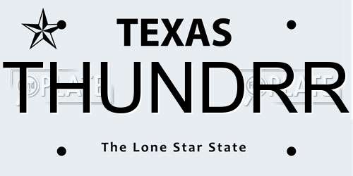 THUNDRR Texas License Plate