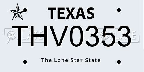 THV0353 Texas License Plate