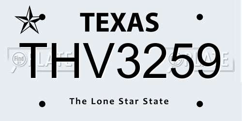THV3259 Texas License Plate