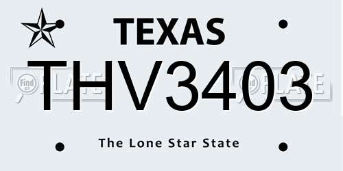THV3403 Texas License Plate