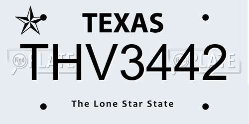THV3442 Texas License Plate