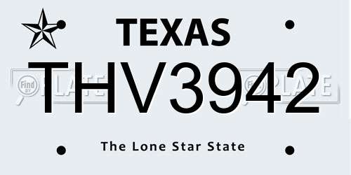 THV3942 Texas License Plate