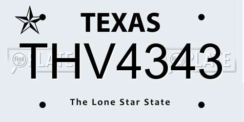 THV4343 Texas License Plate