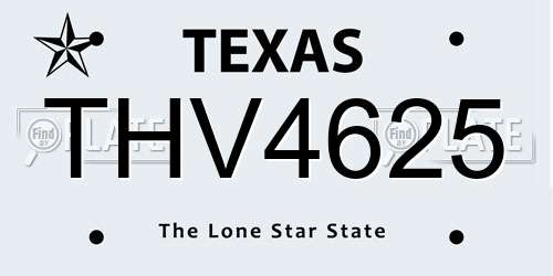 THV4625 Texas License Plate
