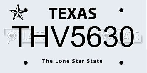 THV5630 Texas License Plate