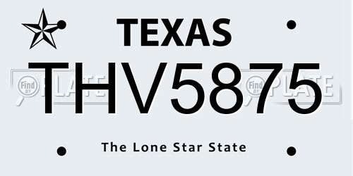 THV5875 Texas License Plate
