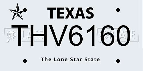 THV6160 Texas License Plate