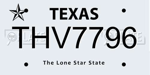 THV7796 Texas License Plate