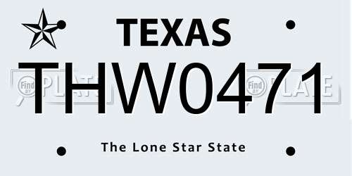 THW0471 Texas License Plate